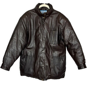 Vintage Snow Lion Down leather jacket, Y2K